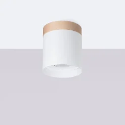 Plafonnier en bois/aluminium 1 lampes 12x12x14cm Sollux