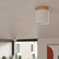 Plafonnier en bois/aluminium 1 ampoule 4000K - 12x12x14cm Sollux