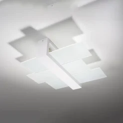 Plafonnier en bois/verre 2 ampoules 3000K - 43x43x12cm Sollux