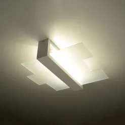 Plafonnier en bois/verre 2 ampoules 3000K - 43x43x12cm Sollux