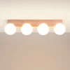 Plafonnier en bois/verre 4 lampes 63x12x16cm Sollux