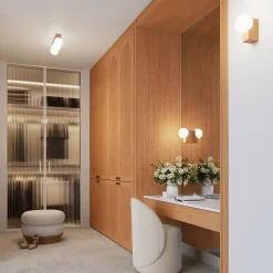 Plafonnier en bois/verre 4 lampes 63x12x16cm Sollux