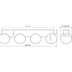 Plafonnier en bois/verre 4 lampes 63x12x16cm Sollux