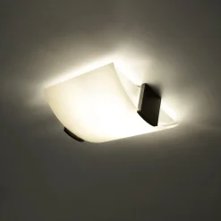 Plafonnier en bois/verre 2 lampes 30x33x14cm Sollux