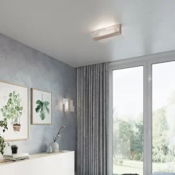 Plafonnier en bois/verre 2 lampes 43x43x12cm Sollux