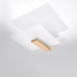 Plafonnier en bois/verre 2 lampes 40x14x47.5cm Sollux