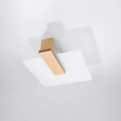 Plafonnier en bois/verre 2 ampoules 4000K - 40x14x47.5cm Sollux