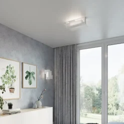 Plafonnier en bois/verre 2 lampes 43x43x12cm Sollux