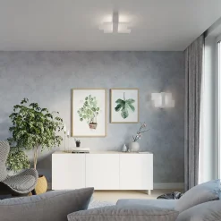 Plafonnier en bois/verre 2 lampes 43x43x12cm Sollux