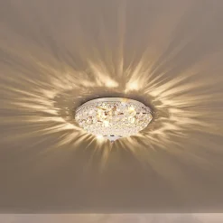 Plafonnier En Cristal Aluminium Cristal Synthétique métal 16 Cm Diamètre 40 Cm Chrome lux.pro