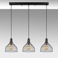 Plafonnier en métal noir - 3 lampes - MARIE