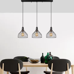 Plafonnier en métal noir - 3 lampes - MARIE