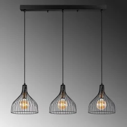 Plafonnier en métal noir - 3 lampes - MARIE