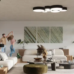 Plafonnier en PVC 4 ampoules 4000K - 55x55x11cm Sollux