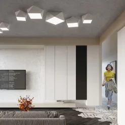 Plafonnier en PVC 2 lampes 35x35x15cm Sollux