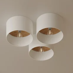 Plafonnier en tissu/bois/acier 1 lampes 35x35x20cm Sollux