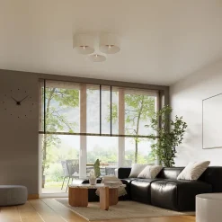 Plafonnier en tissu/bois/acier 1 lampes 35x35x20cm Sollux