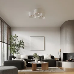 Plafonnier en tissu/bois/acier 1 lampes 35x35x20cm Sollux