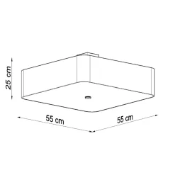 Plafonnier en tissu/verre/acier 5 lampes 55x55x25cm Sollux
