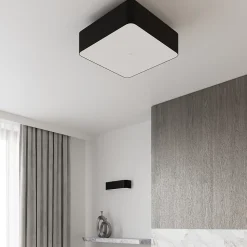 Plafonnier en tissu/verre/acier 5 lampes 55x55x25cm Sollux