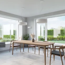 Plafonnier en tissu/verre/acier 3 lampes 30x30x22cm Sollux