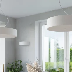 Plafonnier en tissu/verre/acier 3 lampes 30x30x22cm Sollux