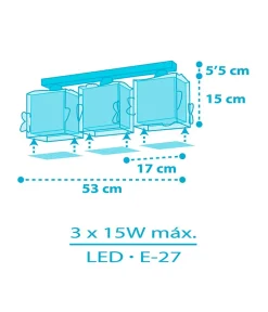 Plafonnier enfant 3 lumières Little Shark Petit Requin