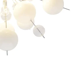 Plafonnier EXPLOSION blanc metal verre douilles G9 pour salle a manger salon entree bureau diametre 57 cm