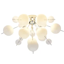 Plafonnier EXPLOSION blanc metal verre douilles G9 pour salle a manger salon entree bureau diametre 57 cm