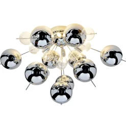 Plafonnier EXPLOSION chrome metal verre douilles G9 pour salle a manger salon entree bureau diametre 57 cm