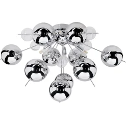 Plafonnier EXPLOSION chrome metal verre douilles G9 pour salle a manger salon entree bureau diametre 57 cm