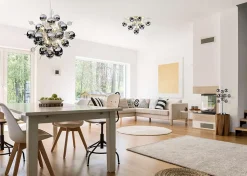 Plafonnier EXPLOSION chrome metal verre douilles G9 pour salle a manger salon entree bureau diametre 57 cm