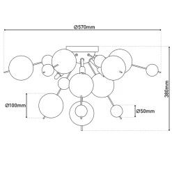 Plafonnier EXPLOSION chrome metal verre douilles G9 pour salle a manger salon entree bureau diametre 57 cm