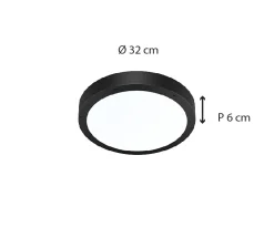 Plafonnier extérieur oval IP65 (1800LM) Noir - Voltman