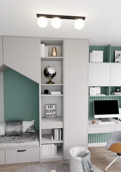 Plafonnier FIT 3 BLACK/OPAL, Emibig Lighting, Fabriqué en EU