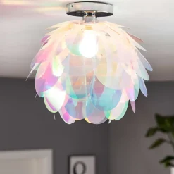 Plafonnier 'FORA' en métal et plastique irisé, douille E27, éclairage pour salon, salle à manger et bureau, D: 40 cm