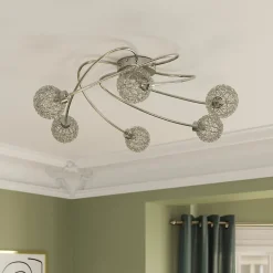 Plafonnier G9 40W GoodHome Phaidros brillant effet chromé H.16.5 x Ø65 cm