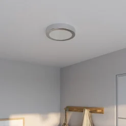 Plafonnier gris chromé LED integrée Aius blanc neutre Ø.21,5cm IP20 1400lm 12W GoodHome