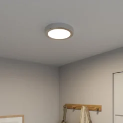 Plafonnier gris chromé LED integrée Aius blanc neutre Ø.21,5cm IP20 1400lm 12W GoodHome