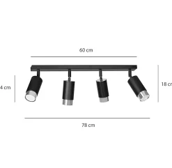 Plafonnier HIRO 4 BL/CHROME, Emibig Lighting, Fabriqué en EU