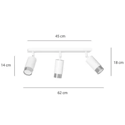 Plafonnier HIRO 3 WH/CHROME, Emibig Lighting, Fabriqué en EU