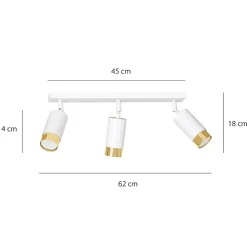 Plafonnier HIRO 3 WH/GOLD, Emibig Lighting, Fabriqué en EU