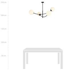 Plafonnier HUNTER 4 BLACK/OPAL, Emibig Lighting, Fabriqué en EU