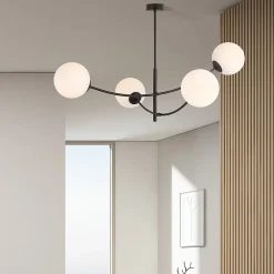 Plafonnier HUNTER 4 BLACK/OPAL, Emibig Lighting, Fabriqué en EU