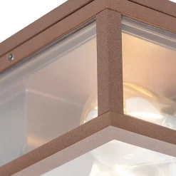 Plafonnier industriel brun rouille IP44 2 lumières - Charlois