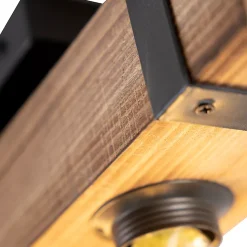 Plafonnier industriel intelligent en bois et acier avec 4 ampoules WiFi A60 - Reena