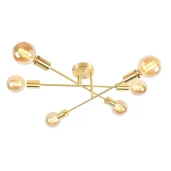 Plafonnier industriel laiton 6 lumières - Sydney