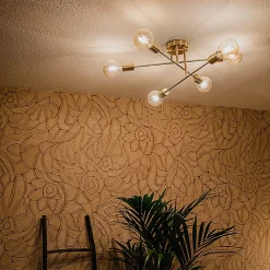 Plafonnier industriel laiton 6 lumières - Sydney