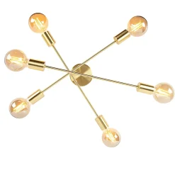 Plafonnier industriel laiton 6 lumières - Sydney