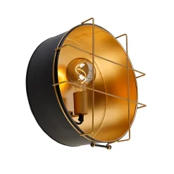 Plafonnier industriel noir avec or 35 cm - Barril